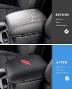 INTGET Car Rear Armrest Cover for Dodge Durango Accessories 2011-2023 Leather Middle Center Console Arm Rest Box Lid Seat Protector Cushion Saver (Black Stitches, 2011-2023)