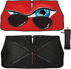 Funny Eye Print Car Sunshade Umbrella Retractable Sun Shade for Car Windshield Umbrella Heat Insulation Protection UV Block Front Window Covers for Auto Sedan SUV Pickup Windshield Sunshades