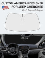 Proadsy 2026 Upgrade Front Windshield Sun Shade Foldable Sunshade Protector Custom for Jeep Cherokee 2014-2023 (Not for Jeep Grand Cherokee) Trailhawk Overland Limited Latitude Altitude Accessories
