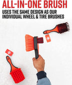 Adam's Polishes Double Sided Car Detailing Brush Wheel Brush & Tire Brush for Wheel Cleaning | Soft, Durable Chemical Resistant Bristles Against The Harshest Wheel & Tire Cleaner