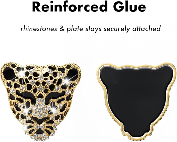 Bling Rhinestone Leopard Head Car Air Freshener Vent Clip, Sparkly Cheetah Print Auto Decoration, Refillable Essential Oil Diffuser, Cute Car Accessories for Women
