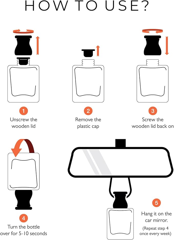 Evair Combo Pack of Car Air Freshener with Essential Oils Fragrances Black Amber, Ocean Rush & English Rose in Glass Bottle with Wooden Diffuser Lid | Each 10 ml- Pack of 3
