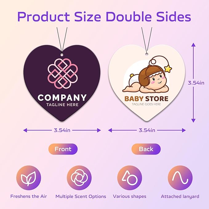 HINFKA 10-1000 Pcs Custom Air Fresheners with Picture – Personalized Double-Sided Photo or Logo Bulk Air Freshener, Customized Gifts for Corporate and Business Branding