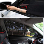 Car Front Window Sun Shade - 2 Pack Breathable Mesh Side Window Shade Sunshade UV Protection for Driver Family Pet on Front seat, Curtain with Two Holes to See Rearview Mirror, Size M