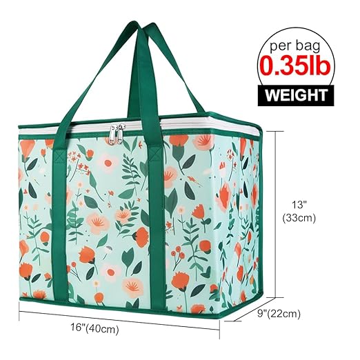 Bodaon 4-Pack Cooler Insulated Food Delivery Bag, X-Large Bags for Grocery/Catering/Shopping, Rideshare Delivery Bag, Thermal Hot Pizza, Large Cold and Frozen, XL Tote, Flower