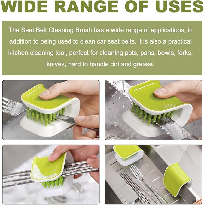Car Seat Belt Cleaning Brush, U-Shaped Auto Interior Washing Brush with Double-Sided Bristles, Closeable Safety Belt Bristle Scrubber Cutlery Cleaner Brush for Car Home (1 PCS)