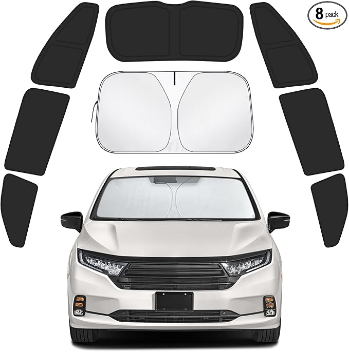 Car Window Shades for Honda Odyssey 2018-2024, Privacy Window Covers for Side, Rear & Windshield 8PCS, Car Shield Sunshade for Privacy Protection, Heat Blocking, Camping, and Parking