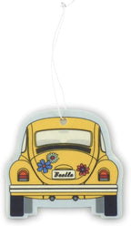 BRISA VW Collection Volkswagen Air Freshener, Room Freshener, Deodorizer for Cars Beetle Motif (Set of 2) (Yellow, Coconut)