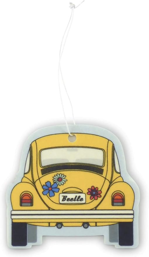 BRISA VW Collection Volkswagen Air Freshener, Room Freshener, Deodorizer for Cars Beetle Motif (Set of 2) (Yellow, Coconut)