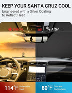Proadsy Windshield Sun Shade Custom Fit Hyundai Santa Cruz 2022-2025 2026 4-Layer Foldable Front Sunshade Protector Sun Visor Blocks UV Rays Keep Car Cooler