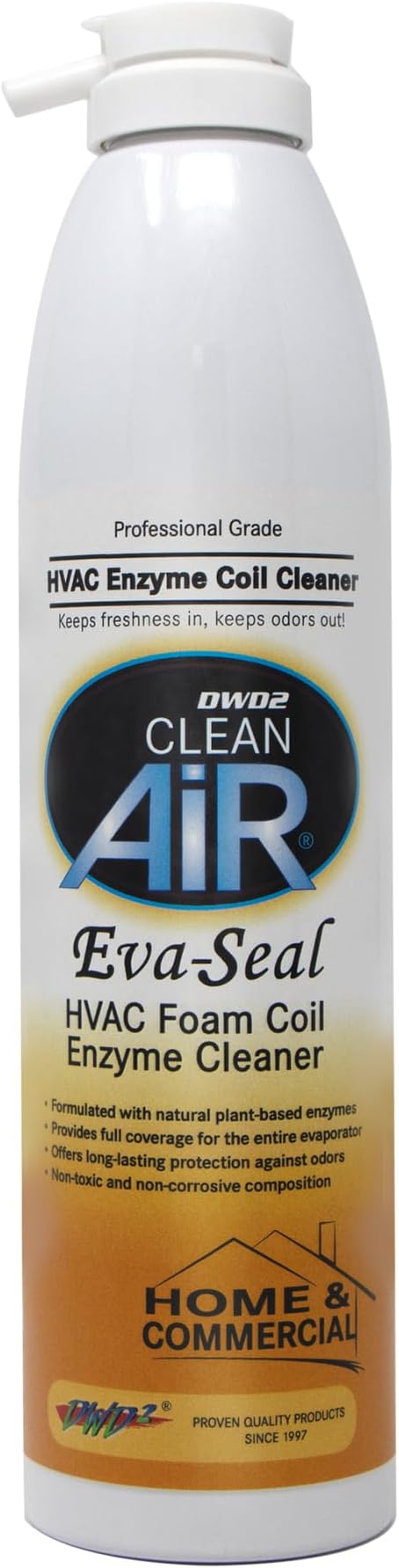 EvaSeal Home & Commercial Foaming HVAC Cleaner with Plant-Based Enzymes – Designed to Clean Coils, Neutralize Odors, and Help Reduce Buildup for Cleaner, Fresher Air (14 oz)