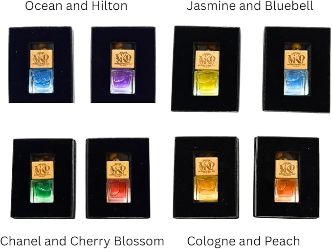Hanging Air Fresherner Fragrance Oil Glass Bottle, With Multiple Scents Fragrance, Automobile Interior Decoration, Long Lasting For Car and Home. (Hilton and Ocean)