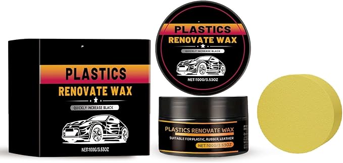 Advanced Plastic Restorer Paste for Cars - 3.5oz Scratch Repair & Cleaner, Long-Lasting Ceramic Coating for Interior & Exterior Trim, Dashboard, Bumpers - Revives Faded Black Plastic, Non-Greasy