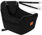 YOUVEE Dog Car Seat for Small/Medium Dog 20lbs 25lbs up to 32 lbs,Fully Detachable and Washable Puppy Booster seat with Storage Pockets,2 Adjustable Safety Belts,Anti-Slip Base(Black)