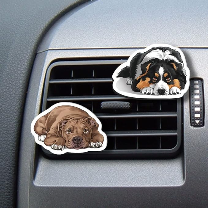 WIRESTER Fresh Scented Car Air Freshener Vent Clip, Decorative Accessories, Interior Decoration for Cars - Cute Animal Butt, Cute Dog Cat, Dog Butt Looking Back, Dog Lying