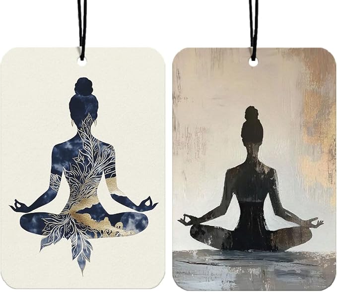 Yoga Flower Themed Car Air Fresheners Hanging Spiritual Meditation Yoga Car Accessories Interior 2Pcs, Vintage Girly Cars Rear View Mirror Freshies for Yoga Lovers Women Girls(Lavender)