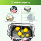 Iknoe Large Cooler Bag Collapsible 24 Can Insulated Leakproof Lunch Cooler Tote with Multi-Pockets for Adult Insulated Thermal Bag for Beach, Picnic, Office Work (Flower)