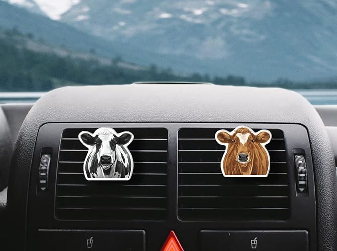 WIRESTER Set of 2 Fresh Scented Car Air Freshener Vent Clip, Decorative Accessories, Interior Decoration for Cars (Cat, Dog, Frog, Cow, Owl, Turtle, Sunflower, Baseball)