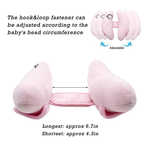 Adjustable Head Neck Pillow for Infant Car Seat, Portable Baby Travel Pillow for Stroller, Banana Shape Headrest Support Pillow, Comfortble Toddler Neck Pillow for Pushchair,Swing, Light Pink