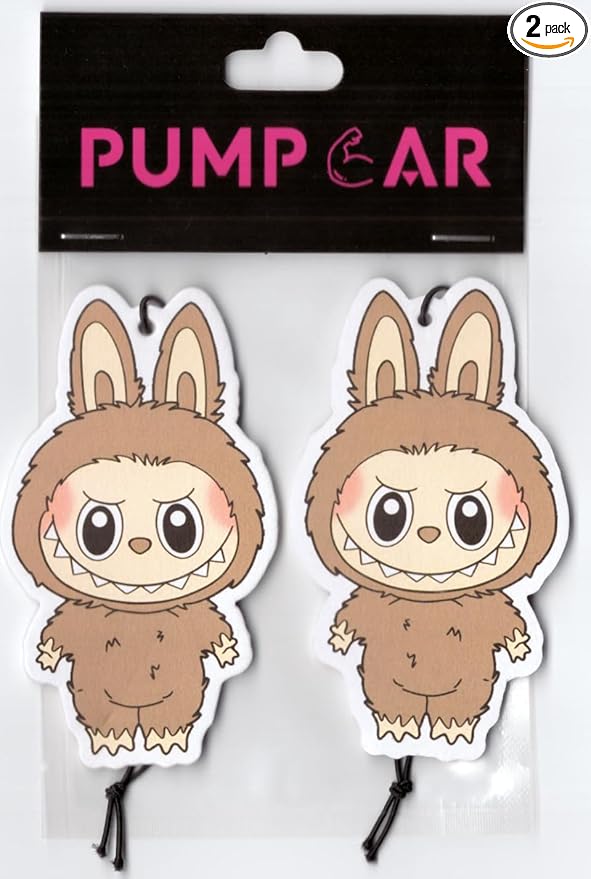 PumpCar car air freshener 2-piece double-sided The Monsters hanging cherry-scented for rearview mirror Car Interior Accessories Household Gifts (Toffee, Cherry)