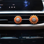 4pcs Sunflower Air Vent Clips Car Air Freshener Bling Sunflower Car Accessories for Women Car Interior Decorations Yellow Beige 2 sizes Refillable Flowers Car Vent Clips