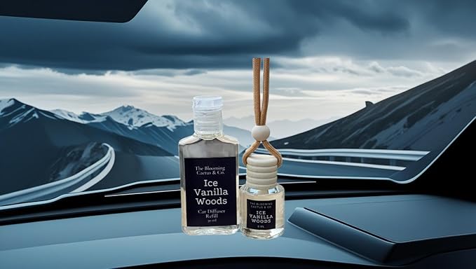1 OZ Premium Car Diffuser Refill Oil – 2 Pack Long Lasting Fragrance Oil for Car, Home & Office | Compatible with Most Diffusers | Fresh, Pleasant Scent for Every Space (Black Ice + Scarlet Flame)