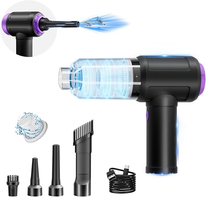 14.5KPA Computer Keyboard Vacuum Cleaner &110000RPM Electric Air Duster 3-in-1,Replaces Canned Air,for PC Tower & Car Laptop Sewing Machine Portable Keyboard Vac USB Desk Crumbs Dust Cleaners