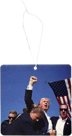 Trump Fight Car Air Freshener, Patriotic Trump Merchandise with Iconic Image, Fresh Linen Scent, 2 Packs