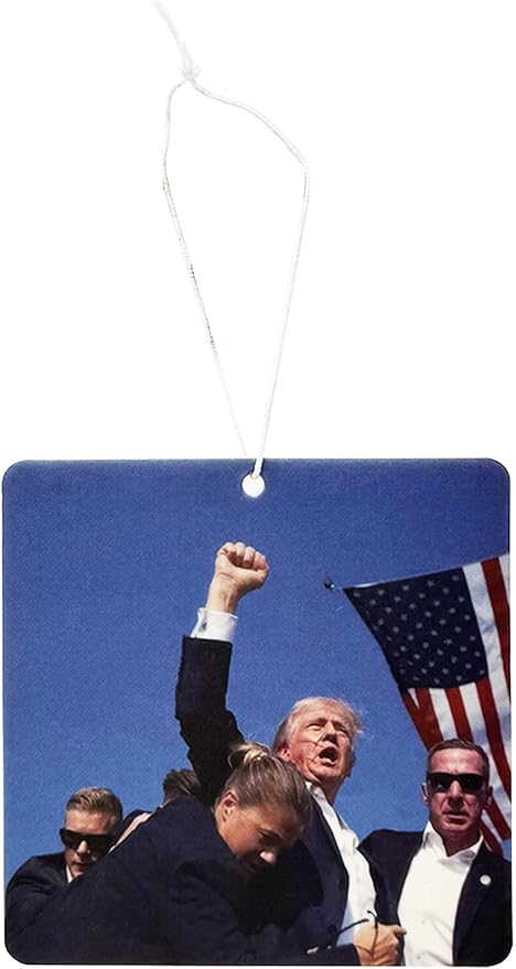 Trump Fight Car Air Freshener, Patriotic Trump Merchandise with Iconic Image, Fresh Linen Scent, 12 Packs