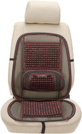 Blueshyhall Natural Massaging Car Seat Cover, Wooden Beaded Car Driver Seat Cushion (Black & Red)