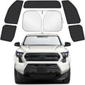 Car Window Shades for Toyota Tacoma 2024 2025 2026, Privacy Window Covers 6PCS for Side, Rear & Windshield, Car Shield Sunshade for Privacy Protection, Heat Blocking, Camping and Parking