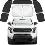 Car Window Shades for Toyota Tacoma 2024 2025 2026, Privacy Window Covers 6PCS for Side, Rear & Windshield, Car Shield Sunshade for Privacy Protection, Heat Blocking, Camping and Parking