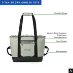 Titan by Arctic Zone Soft Sided Cooler Tote, Insulated Bag with Handle, Shoulder Strap, and Zipper for Lunch, Picnic, and Travel, 30 Can Capacity