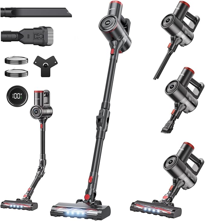 Cordless Vacuum Cleaner for Home,Cleans Under Furniture Without Bending,40Kpa 45Mins,Self-Standing,Powerful Stick Vacuum Cordless for Pet Hair,Hard Floors,Carpets,Car