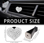 2PCS Bling Air Vent Clips, Heart Shaped Crystal Air Conditioning Outlet Clip, Girl Car Accessories Air Vent Clip Universal for Most Car, Truck, SUV