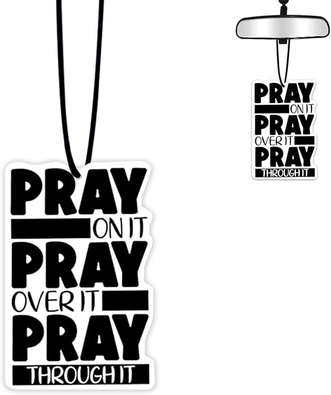 1PCS Car Air Fresheners,Pray on it pray over it Hanging Car Air Fresheners,Car for Cute Mirror Freshener Mirror Scented Hanging Auto Accessories Jesus Decor Interior Home for Women Men Friends