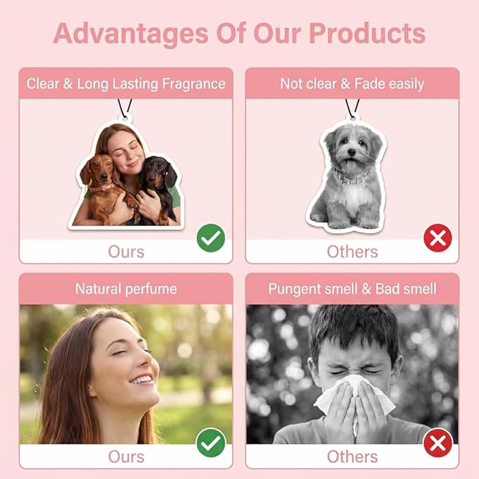 Custom Air Fresheners with Picture - Personalized Photo Air Freshener for Car,Home,Wardrobe,Bathroom,Customized Gifts for Man Boyfriend Husband Him Dad Woman(Square)