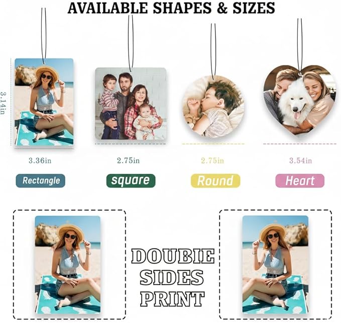 Custom Air Freshener for Car, Personalized Air Fresheners, Custom Double Sided photo Air Freshener, for Wardrobe, Bathroom and Hanging Ornaments (Rectangle)