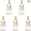 5PCS Hanging Car Air Freshener, Car Air Freshener Diffuser, 8ml Hanging Essential Oil Diffuser Bottle, Auto Interior Cute Glass Empty Perfume Bottle Ornament for Most Vehicles (Square)