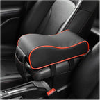 Car Armrest Cushion, Soft Memory Foam Auto Armrest Pillow with Storage Bag, Leather Center Console Arm Rest Padded Cushion with Phone Holder, Universal Car Accessories (Black&Red)