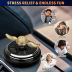 Car Air Freshener, Solar Energy Golden Fidget Spinner Toy With Swinging Wings for Interior Rotation Decoration Accessories, Powered by Sunshine Spinning Top Anxiety Gift for Men Boyfriend