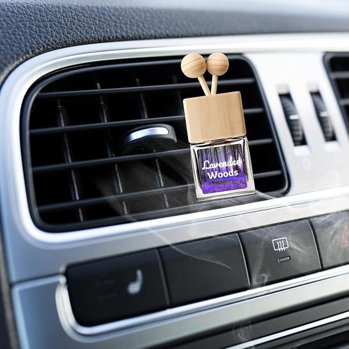 Car Air Freshener | Lavender Woods Scent Car Fresheners for Women & Men | Long Lasting Fragrance Car Scents | Air Diffuser with Car Vent Clip (2 Pack Car Scent), Clear