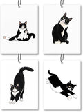 Funny Tuxedo Cat Car Air Freshener 4 Pcs, Black and White Cat Hanging Scents Air Freshener for Women Girls Gifts, Cute Kitty Kitten Scented Car Accessories Decor for Room Closet Drawer
