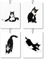 Funny Tuxedo Cat Car Air Freshener 4 Pcs, Black and White Cat Hanging Scents Air Freshener for Women Girls Gifts, Cute Kitty Kitten Scented Car Accessories Decor for Room Closet Drawer