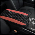 Car Center Console Cushion Pad, 12.6 × 7.48 Inches Waterproof Car Armrest Seat Box Cover, PU Leather Armrest Cover Protector for Most Vehicle, Universal Car Interior Accessories (Black+Brown)
