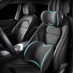 Car Headrest & Lumbar Support Cushion Kit, Ergonomic Car Seat Neck Pillow and Backseat Cushion for Driving Fatigue Relief, Driving Seat Memory Foam Neck Back Rest Pillows (Black)