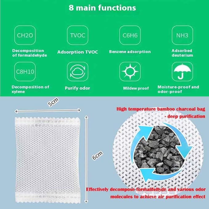 50Pack Natural Activated Charcoal Odor Absorber Air Purifying Bag for Home or Shoe Odor Eliminator; Car Air Freshener;Drawer Deodorizers; 5g/Pack Natural Air Freshener for Home,Car,Closet,Pets