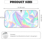 57.09x31.5 Holographic Front Windshield Sun Shade,Car Sun Shade Windshield for Thermal Insulation and Shading in 210T Titanium Silver Cloth,Collapsible Sunshade for Car Windshields