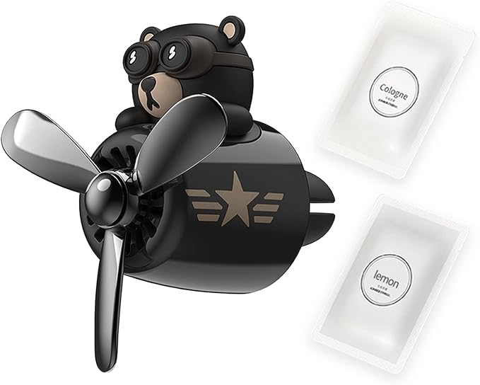 Car Air Fresheners Pilot Bear Cute Car Diffuser Rotating Propeller Cartoon Automotive Air Outlet Car Perfume Decoration (Pilot Bear)