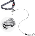 2 in 1 Chew Proof Dog Seat Belt for Car, Heavy Duty Steel Cable Car Harness & Headrest Restraint for Medium & Large Dogs Chewer